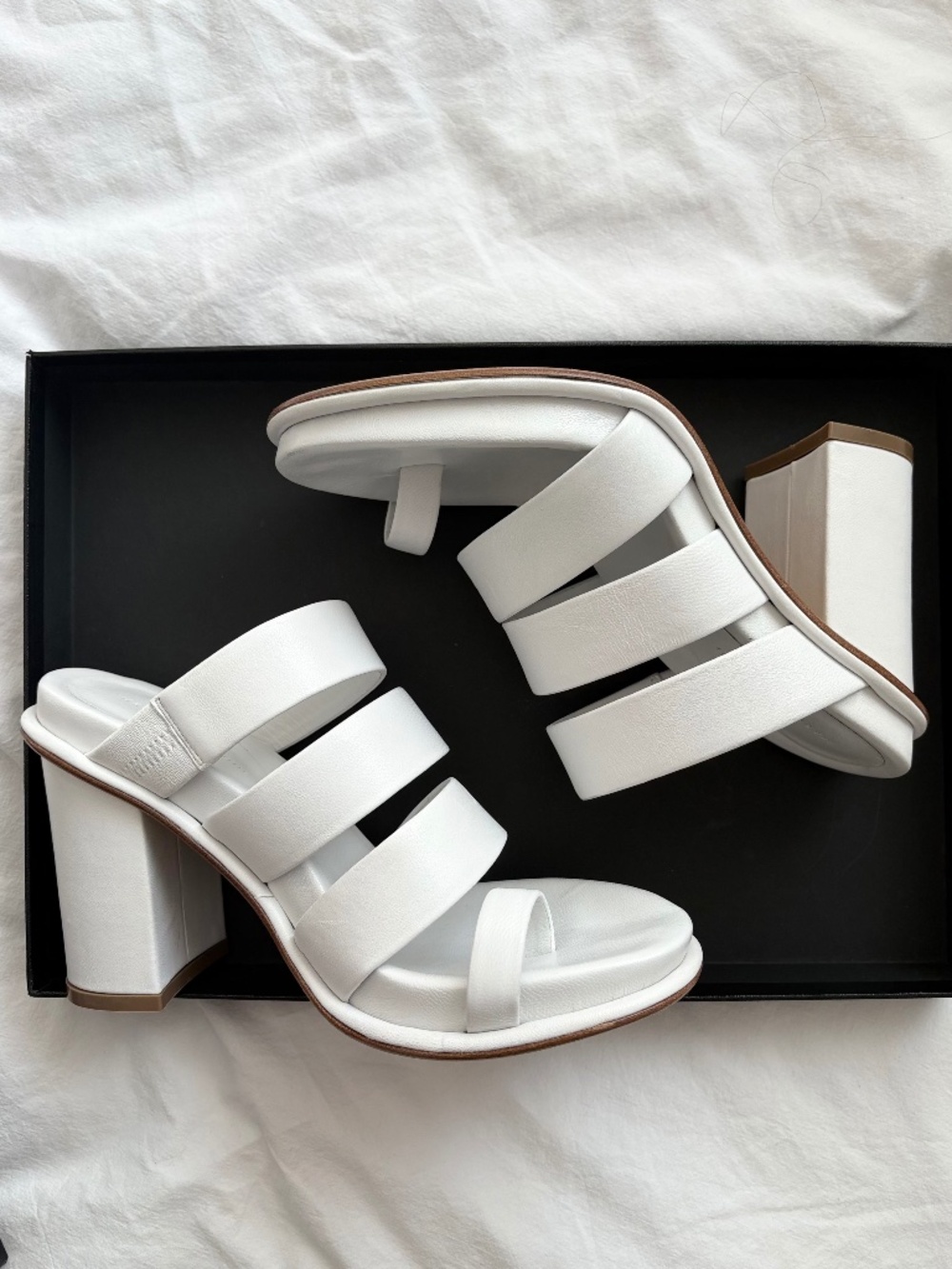 Marina moscone white leather heeled sandals